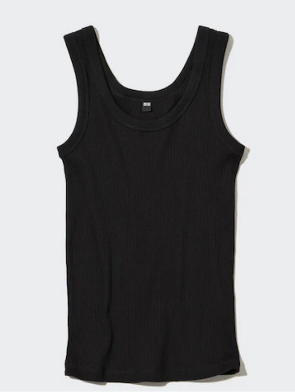 Uniqlo XL Women's Basic Black Ribbed Tank Thick Cotton  Wide Straps